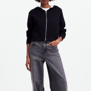 Madewell Black Double Face Cotton Blend Hoodie Sweater XL